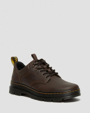 Dark Brown Doctor Martens Reeder Crazy Horse Leather Utility Shoes (Crazy Horse) | EU43-T1PU