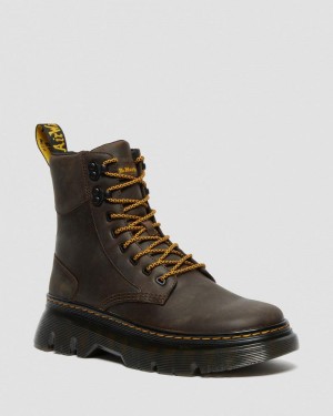 Dark Brown Doctor Martens Tarik Crazy Horse Leather Utility Boots (Crazy Horse) | RT05-G2BQ