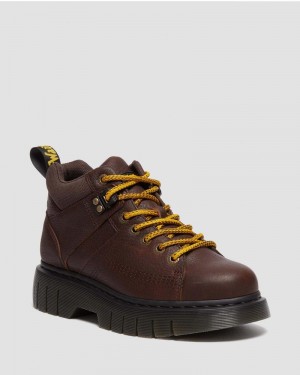 Dark Brown Doctor Martens Woodard Grizzly Leather Low Casual Boots (Grizzly) | FD09-H3QR