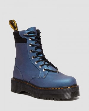 Deep Blue Doctor Martens Jadon II Boot Hardware Pull Up Leather Platforms (Pull Up Shift) | KU87-Z9EZ