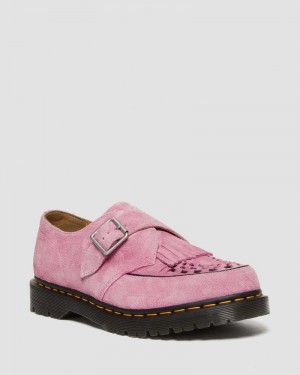 Fondant Pink Doctor Martens Ramsey Suede Kiltie Buckle Creepers (Desert Oasis Suede) | BH60-T3DK