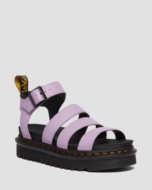 Lilac Doctor Martens Blaire - Pisa Leather Strap Sandals (Pisa) | IE30-L9GH