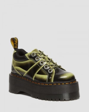 Lime Green Doctor Martens 5-Eye Max Distressed Leather Platform Shoes (Arcadia) | HQ75-L2ZI