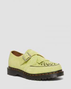 Lime Green Doctor Martens Ramsey Suede Kiltie Buckle Creepers (Desert Oasis Suede) | XI46-A4KJ