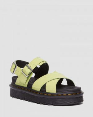 Lime Green Doctor Martens Voss II Distressed Patent Leather Sandals (Distressed Patent) | EW89-J4GT