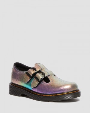 Multi Doctor Martens Junior 8065 Rainbow Crinkle Leather Mary Jane Shoes (Rainbow Crinkle) | LG76-F2FR