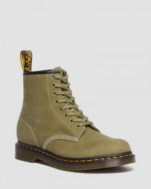 Muted Olive Doctor Martens 1460 Tumbled Nubuck Leather Lace Up Boots (Tumbled Nubuck) | EE97-U2YL