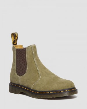 Muted Olive Doctor Martens 2976 Tumbled Nubuck Leather Chelsea Boots (Tumbled Nubuck) | PU00-X4EX