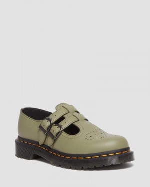 Muted Olive Doctor Martens 8065 Virginia Leather Mary Jane Shoes (Virginia) | OH22-G6CP