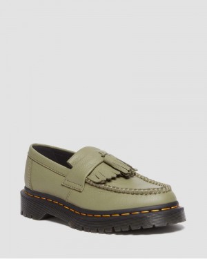 Muted Olive Doctor Martens Adrian - Virginia Leather Tassel Loafers (Virginia) | MJ44-K5SS