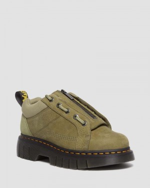 Muted Olive Doctor Martens Woodard Tumbled Nubuck Leather Low Casual Boots (Titan) | RY39-R0FS