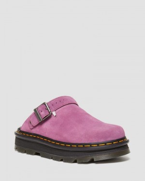 Muted Purple Doctor Martens Zebzag Suede Casual Slingback Platform Mules (E.H.Suede) | XZ29-S1XS