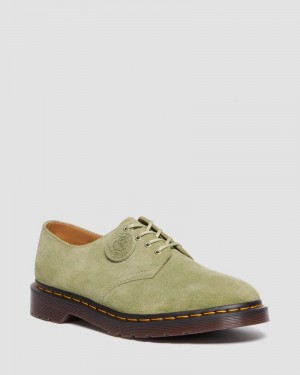 Pale Olive Doctor Martens Smiths Suede Dress Shoes (Desert Oasis Suede) | BJ43-F0HK