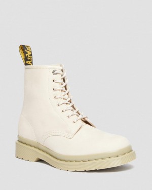 Parchment Beige Doctor Martens 1460 Mono Milled Nubuck Leather Lace Up Boots (Milled Nubuck Wp) | IY68-S5QU