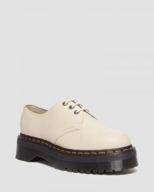 Parchment Beige Doctor Martens 1461 II Pisa Leather Platform Shoes (Pisa) | JN60-D5YT