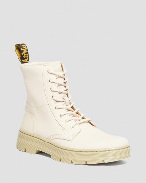 Parchment Beige Doctor Martens Combs Canvas Casual Boots (Canvas+Milled Coated Leather) | DP43-G1JY