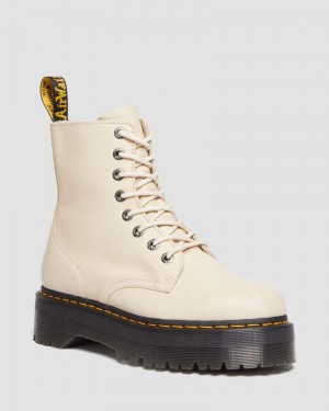 Parchment Beige Doctor Martens Jadon III Boot Pisa Leather Platforms (Pisa) | MY55-S7JK