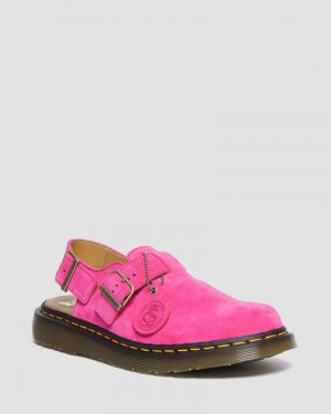 Pink Doctor Martens Jorge Made in England Suede Slingback Mules (Repello Calf Suede (Gum Oil)) | LY55-V1TS