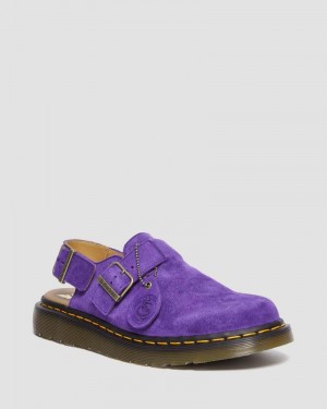 Purple Doctor Martens Jorge Made in England Suede Slingback Mules (Repello Calf Suede (Gum Oil)) | GG24-U7FX