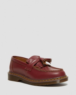 Red Doctor Martens Adrian Made in England Quilon Leather Tassel Loafers (Quilon) | DL40-A2KT