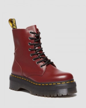 Red Doctor Martens Jadon Boot Smooth Leather Platforms (Polished Smooth) | CX75-U6FU