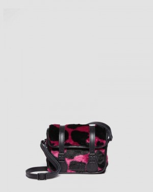 THRIFT PINK+BLACK Doctor Martens 7 Inch Faux Fur Cow Print Crossbody Bag (Cow Print + Kiev) | EE96-E8RY