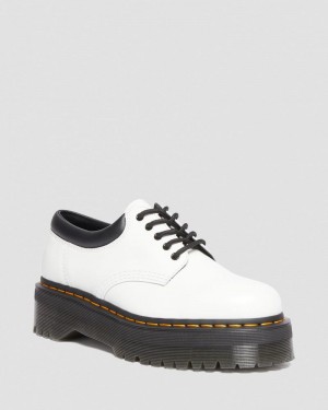 White Doctor Martens 8053 Leather Platform Casual Shoes (Polished Smooth) | SF39-H1CB