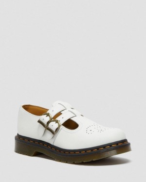 White Doctor Martens 8065 Smooth Leather Mary Jane Shoes (Smooth Leather) | KA19-U8JM