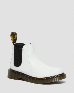 White Doctor Martens Junior 2976 Leather Chelsea Boots (Romario) | IF63-B0XD