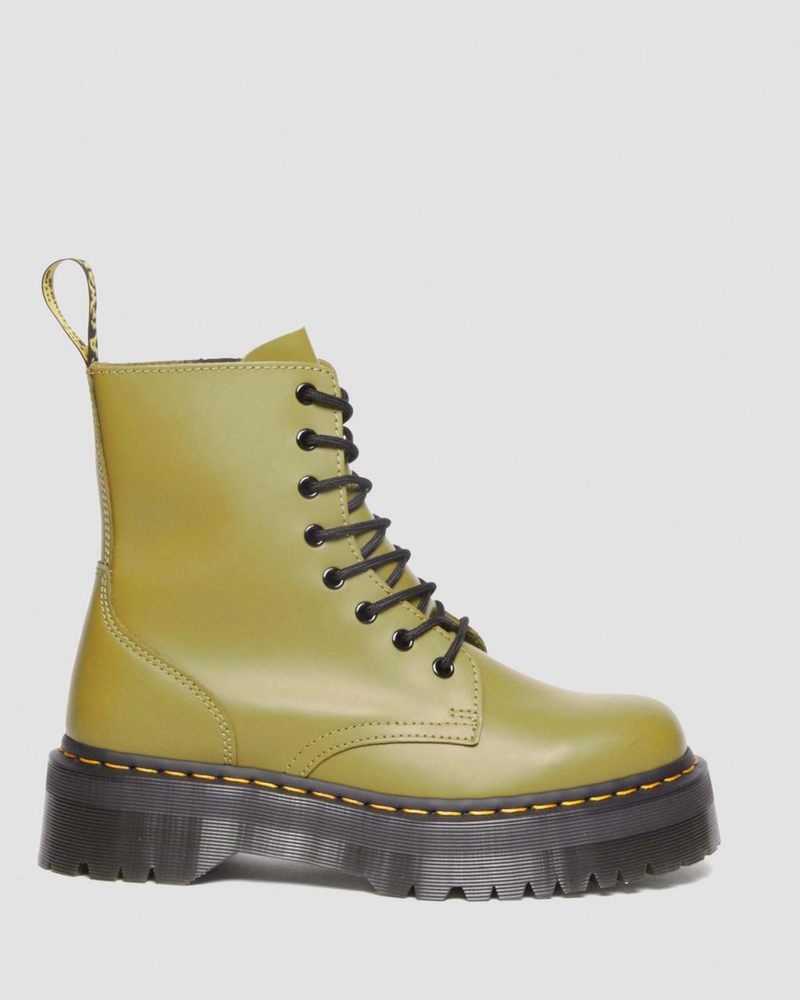 Antique Olive Doctor Martens Jadon Boot Smooth Leather Platforms (Smooth Leather) | DX44-D0FE