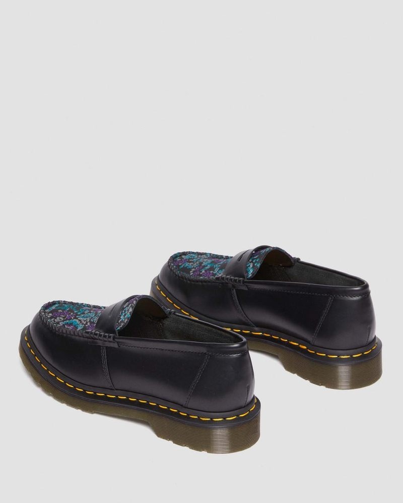 BLACK/FLORAL Doctor Martens Penton Floral Jacquard Loafers | GB46-C6HD