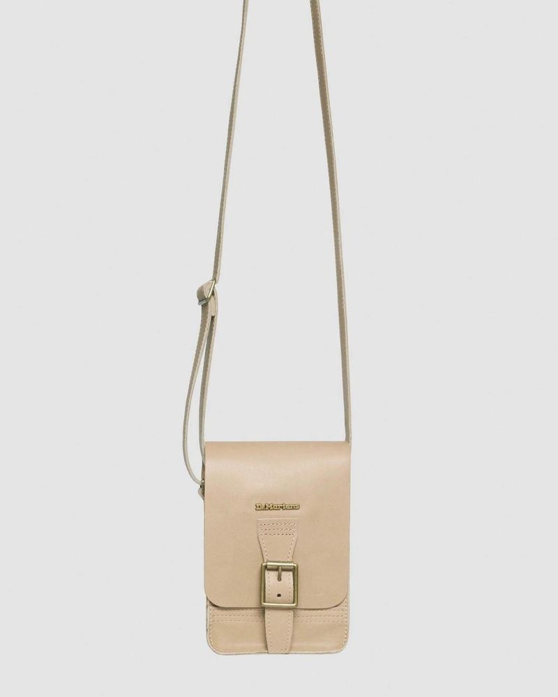 Beige Doctor Martens Carrara Leather Vertical Crossbody Bag (Carrara) | EC42-Y8WA