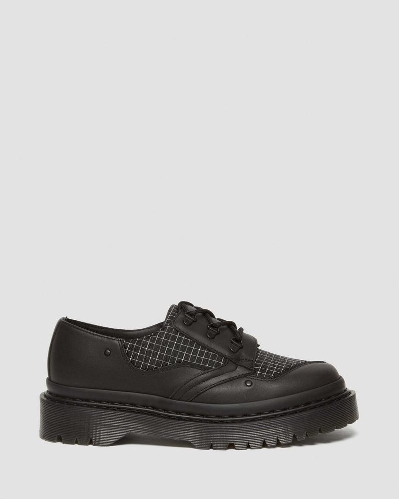 Black/Black/White Doctor Martens 1461 Bex Ripstop Grid Oxford Shoes (Sorento+Grip Ripstop) | JQ01-S6AT