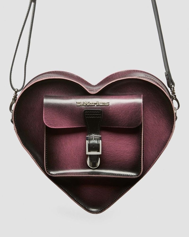 Black+Fondant Pink Doctor Martens Heart Shaped Distressed Leather Backpack (Arcadia) | WC78-I9SR