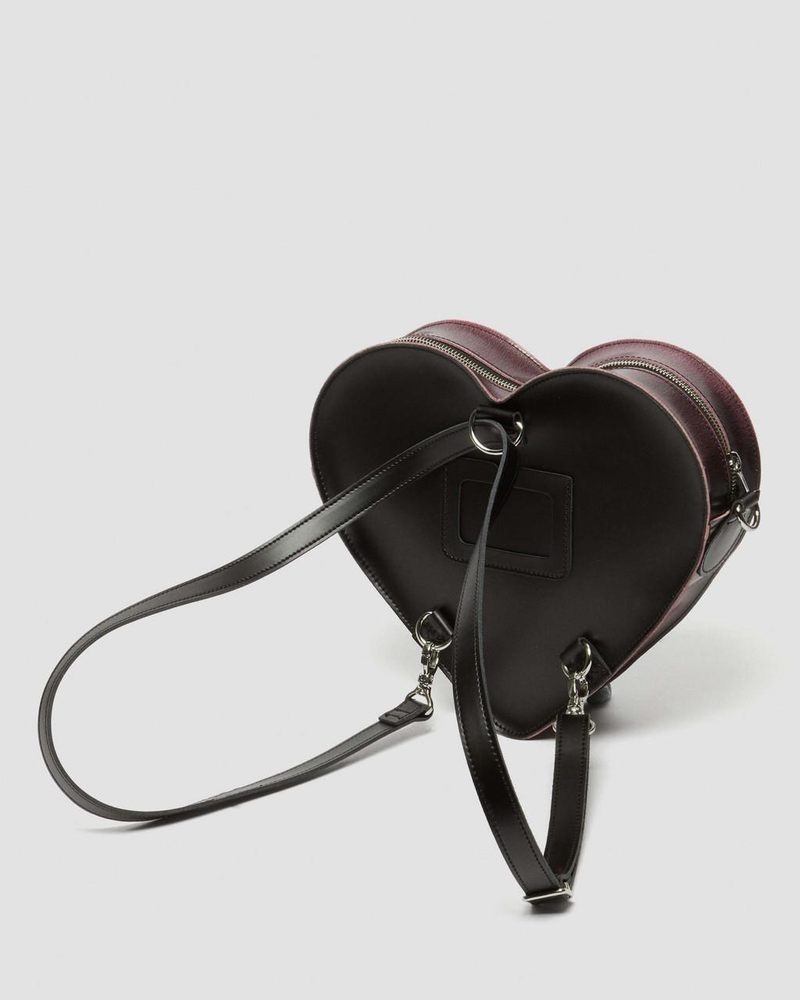 Black+Fondant Pink Doctor Martens Heart Shaped Distressed Leather Backpack (Arcadia) | WC78-I9SR