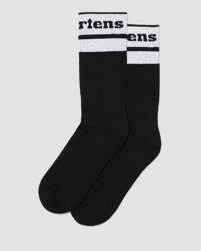 Black+White Doctor Martens Athletic Logo Organic Cotton Blend Socks (Cotton Blend) | ZY20-A3MQ