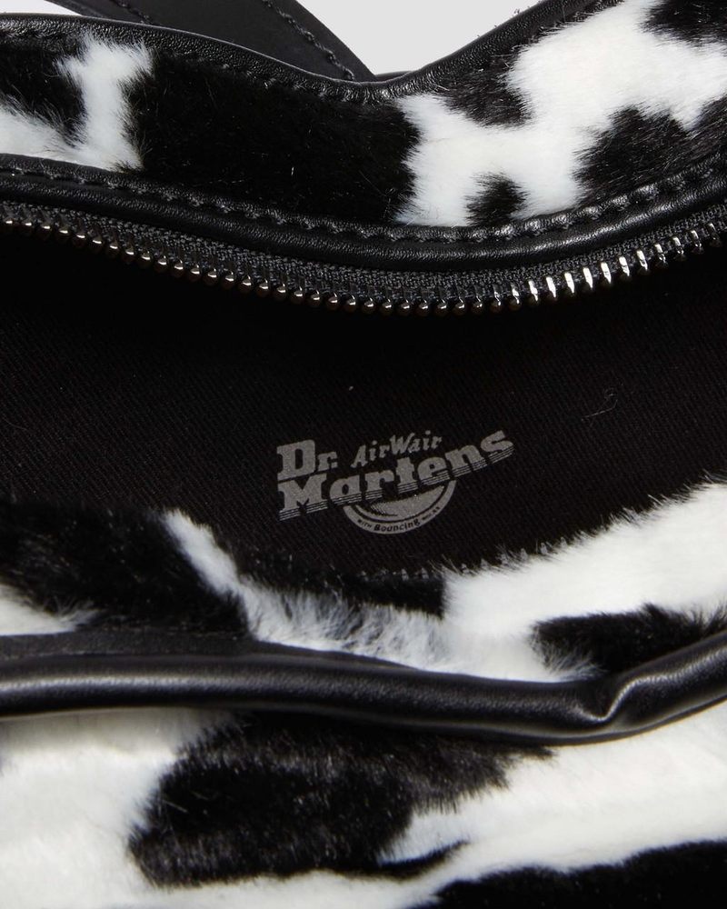 Black+White Doctor Martens Heart Shaped Faux Fur Cow Print Backpack (Cow Print + Kiev) | EN99-H0AY