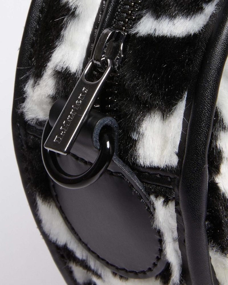 Black+White Doctor Martens Heart Shaped Faux Fur Cow Print Backpack (Cow Print + Kiev) | EN99-H0AY