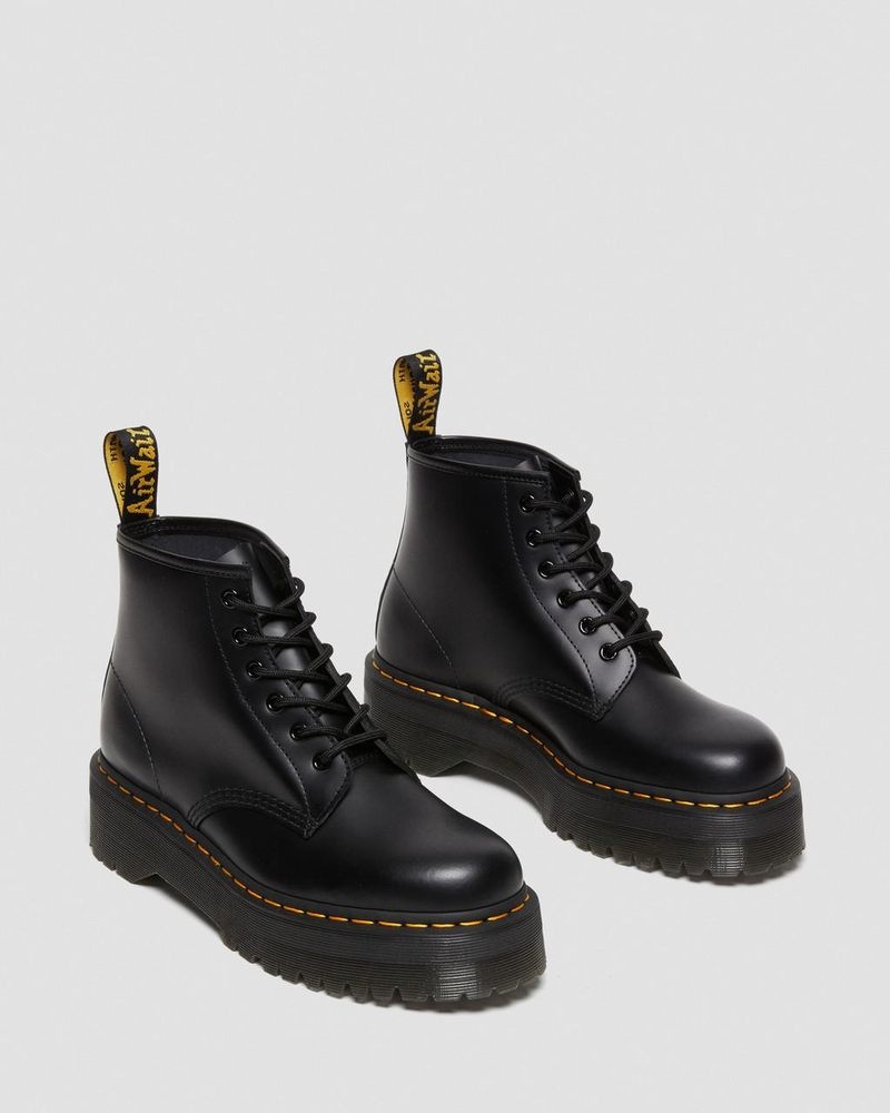 Black Doctor Martens 101 Smooth Leather Platform Ankle Boots (Smooth Leather) | WC88-T7DI