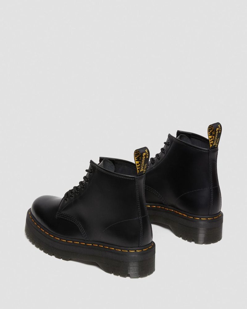 Black Doctor Martens 101 Smooth Leather Platform Ankle Boots (Smooth Leather) | WC88-T7DI