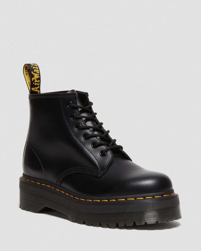 Black Doctor Martens 101 Smooth Leather Platform Ankle Boots (Smooth Leather) | WC88-T7DI