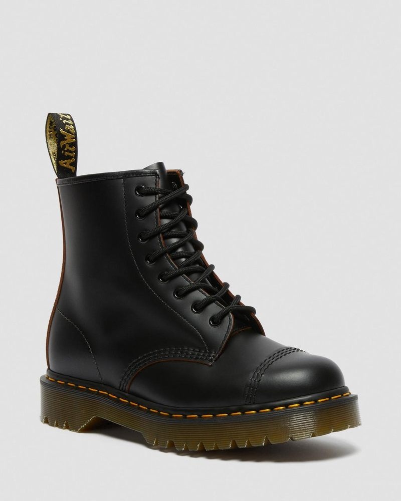 Black Doctor Martens 1460 Bex Made in England Toe Cap Lace Up Boots (Quilon) | DN27-J7BP