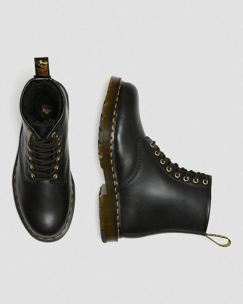 Black Doctor Martens 1460 DM's Wintergrip Leather Lace Up Boots (Blizzard Wp) | RN40-H8LM