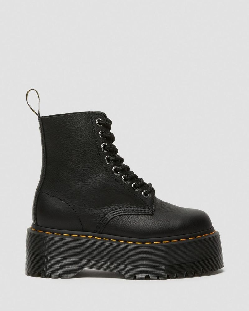 Black Doctor Martens 1460 Pascal Max Leather Platform Boots (Pisa) | UX27-E9YA