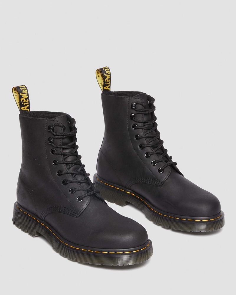 Black Doctor Martens 1460 Pascal Wintergrip Outlaw Leather Lace Up Boots (Outlaw) | MX27-F8CI