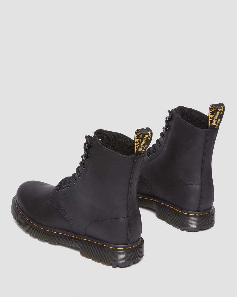 Black Doctor Martens 1460 Pascal Wintergrip Outlaw Leather Lace Up Boots (Outlaw) | MX27-F8CI