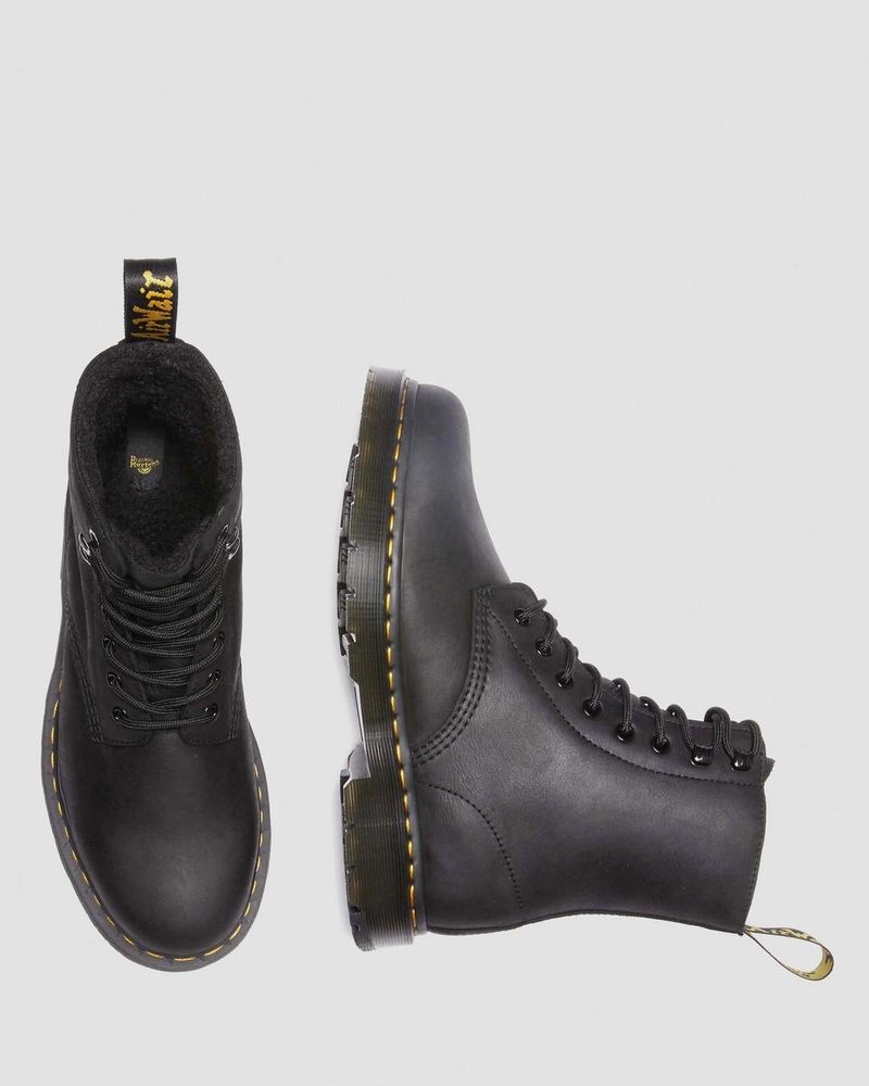 Black Doctor Martens 1460 Pascal Wintergrip Outlaw Leather Lace Up Boots (Outlaw) | MX27-F8CI