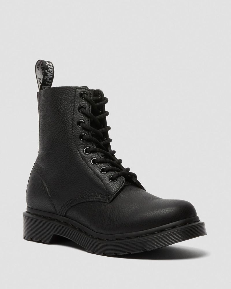 Black Doctor Martens 1460 Pascal - Mono Lace Up Boots (Virginia) | LU24-T7RQ