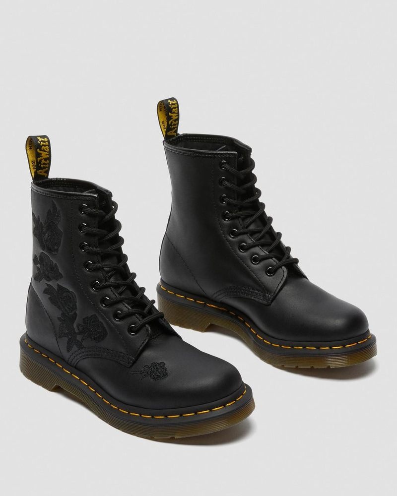 Black Doctor Martens 1460 Vonda Mono - Floral Boots (Softy T) | DG93-K6VX