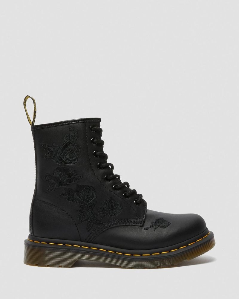 Black Doctor Martens 1460 Vonda Mono - Floral Boots (Softy T) | DG93-K6VX